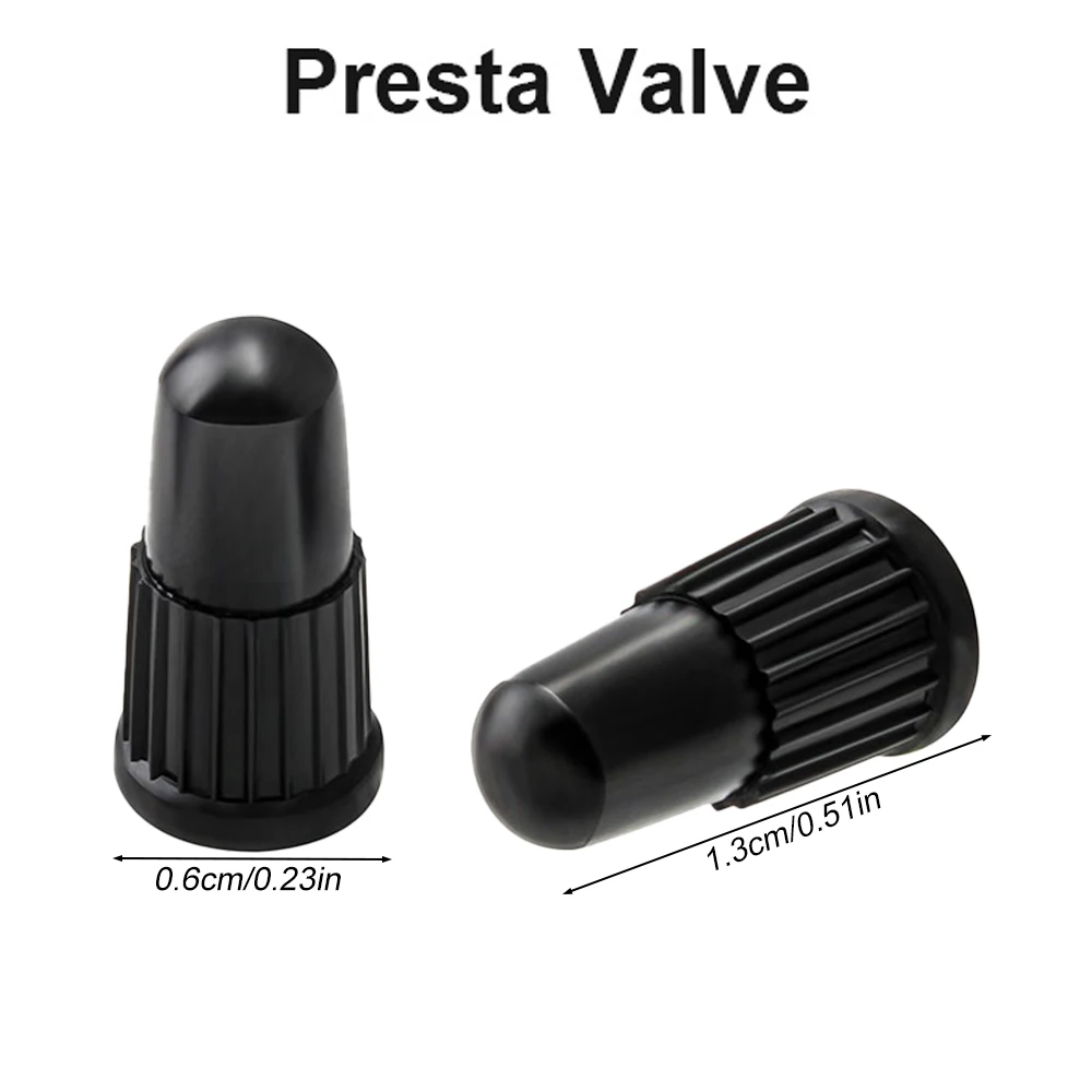 Black Presta Valve Caps Plastic Bike Tire Caps Air Dust Covers-Used on Presta/French Valves for Bicycle, MTB Mountain/Road Bike