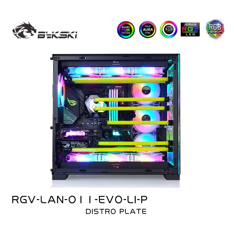 Bykski Acrylic Distro Plate for LIAN LI O11 EVO Case,MOD Waterway Board Reservior PC Water Cooling System RGV-LAN-O11-EVO-LI-P