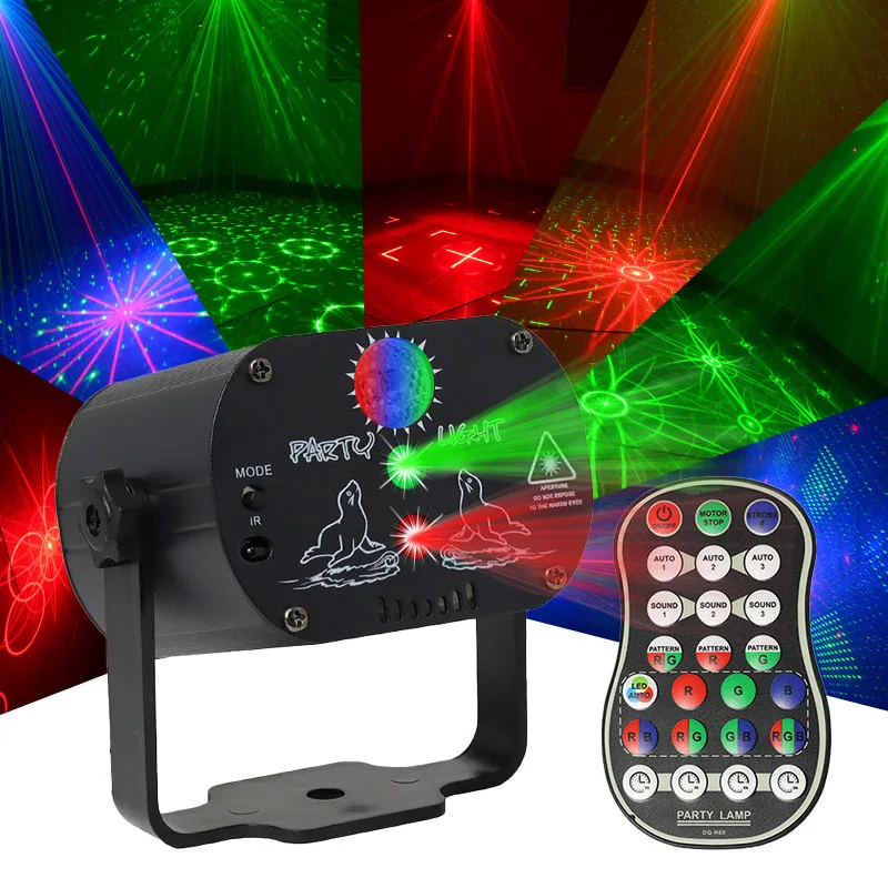 JINHANG R60 3 หลุมแสงเลเซอร์ night party ไฟดิสโก้ dj ktv club แสง strobe เสียง active รีโมทคอนโทรล USB power โหมด