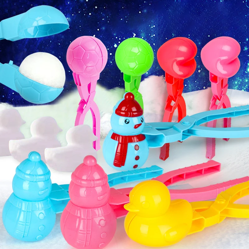 Cute Animal Shaped Snowball Maker Clip Children Outdoor Plastic Winter Snow Sand Mold Tool For Snowball Fight Outdoor Sports Toy