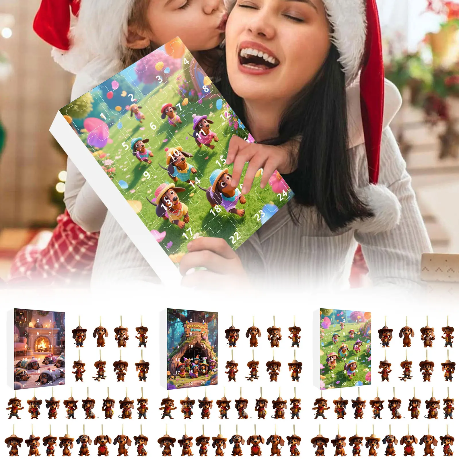 دقيقة واحدة الموقت عيد الميلاد وصول مهرجان التقويم شجرة عيد الميلاد الديكور حلي معلقة 2D الاكريليك ساعة رقمية باردة #2