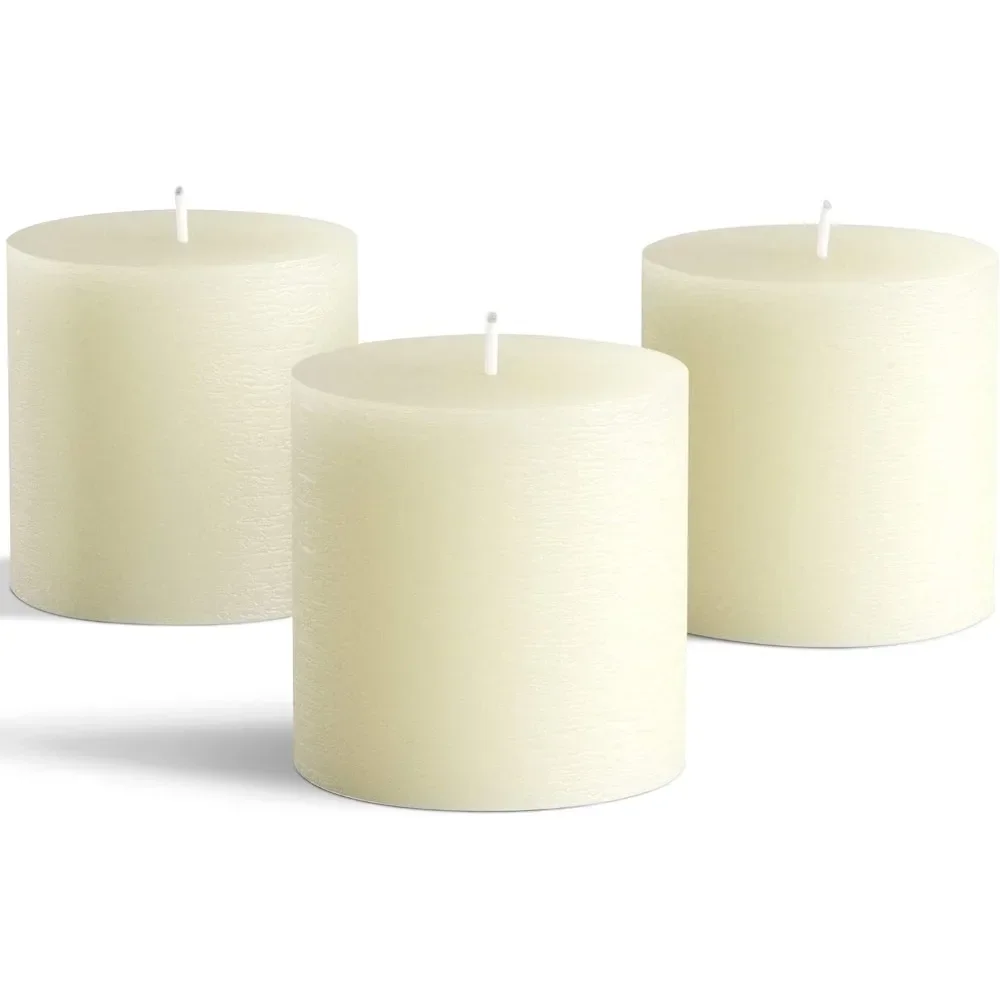 Pillar Candles 3 Pack  Unscented Candles for Home Church Weddings  More   3