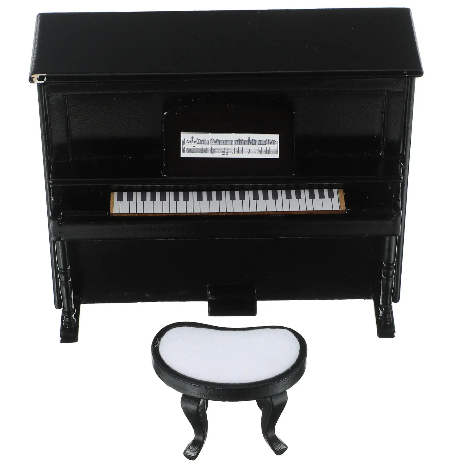 

1Set Detailed Mini Upright Piano and Stool for Tiny House Decoration Miniature Furniture Set Creative DIY Micro Landscape
