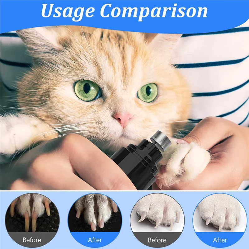 【Moust-Haves】 Перезаряжаемая USB-шлифовальная машинка для ногтей для домашних животных, шлифовальная машинка для стрижки ногтей для собак, кошек и собак