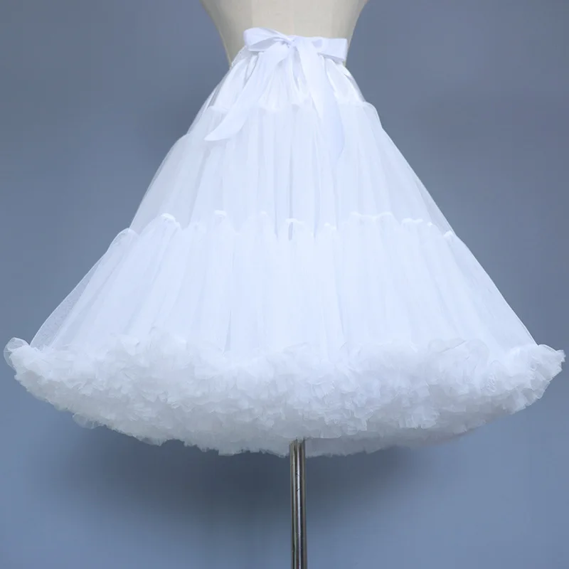 55Cm Lengte Vrouwen Elastische Taille Puffy Tulle Petticoat Prinses Ballet Dans Crinoline Lolita Cosplay Onderrok Swing Tutu Rok