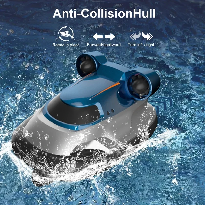 Mini RC Boats 2.4GHz High Speed Electric Hovercraft Water Model with LED Lights Children's Competition Toys for Kids Gifts