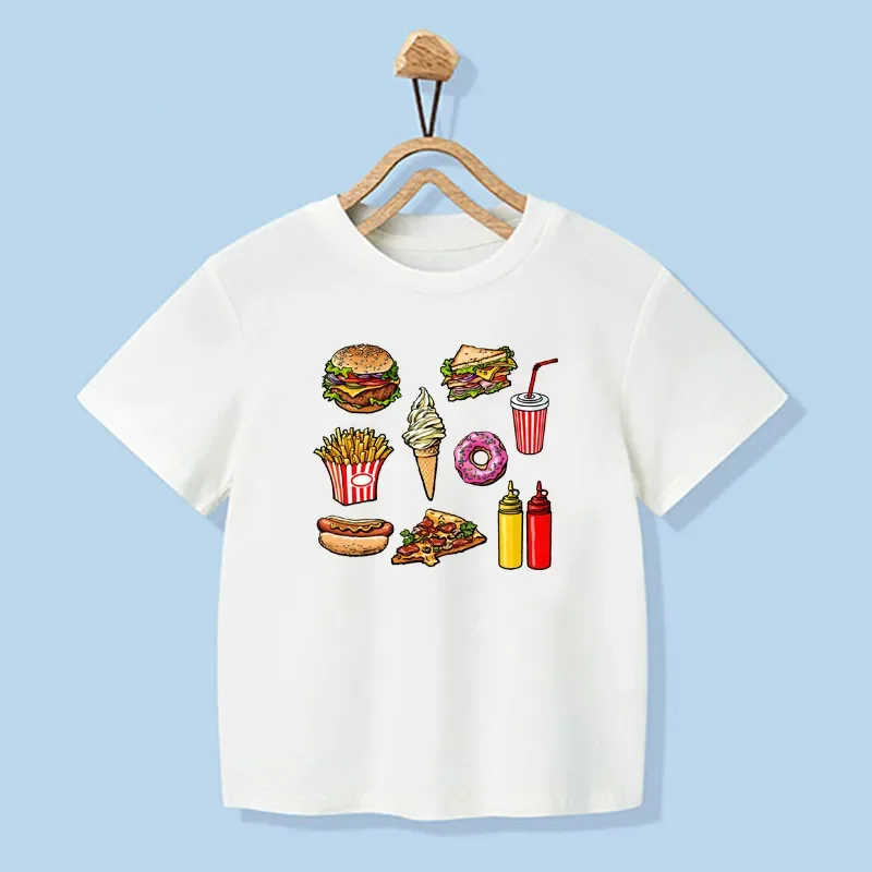 New Cute Foods T Shirt Kids Baby Boys Girls Casual Funny Hamburger Printing Tshirt Kawaii T-shirt Summer Short Sleeve Top Tees