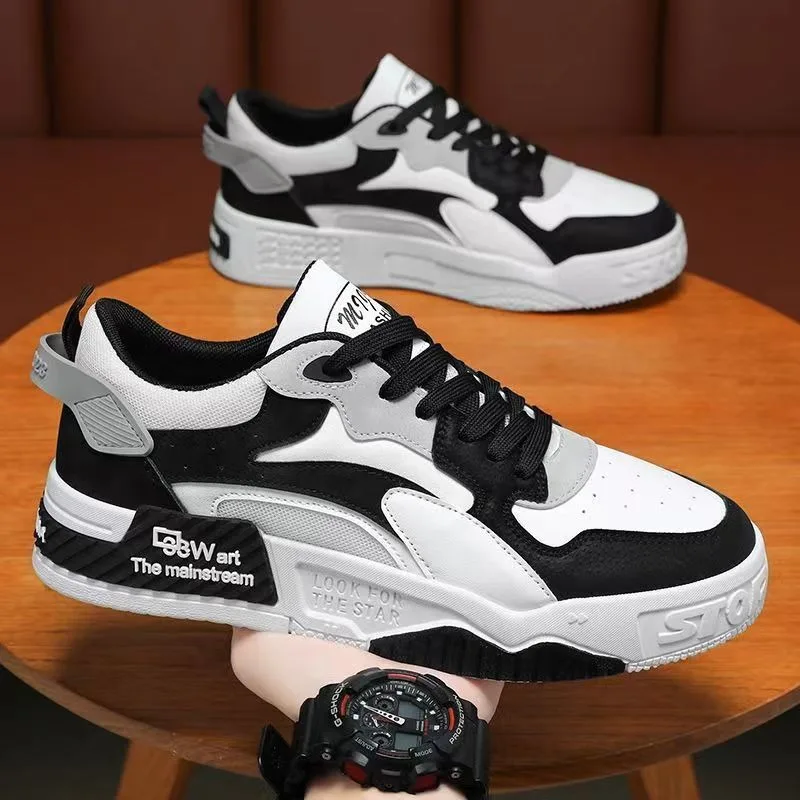 

New Autumn Men's Sneakers Men's Comfortable Platform Shoes 2023 Trend Lace-up Vulcanized Shoes White Casual Sneakers