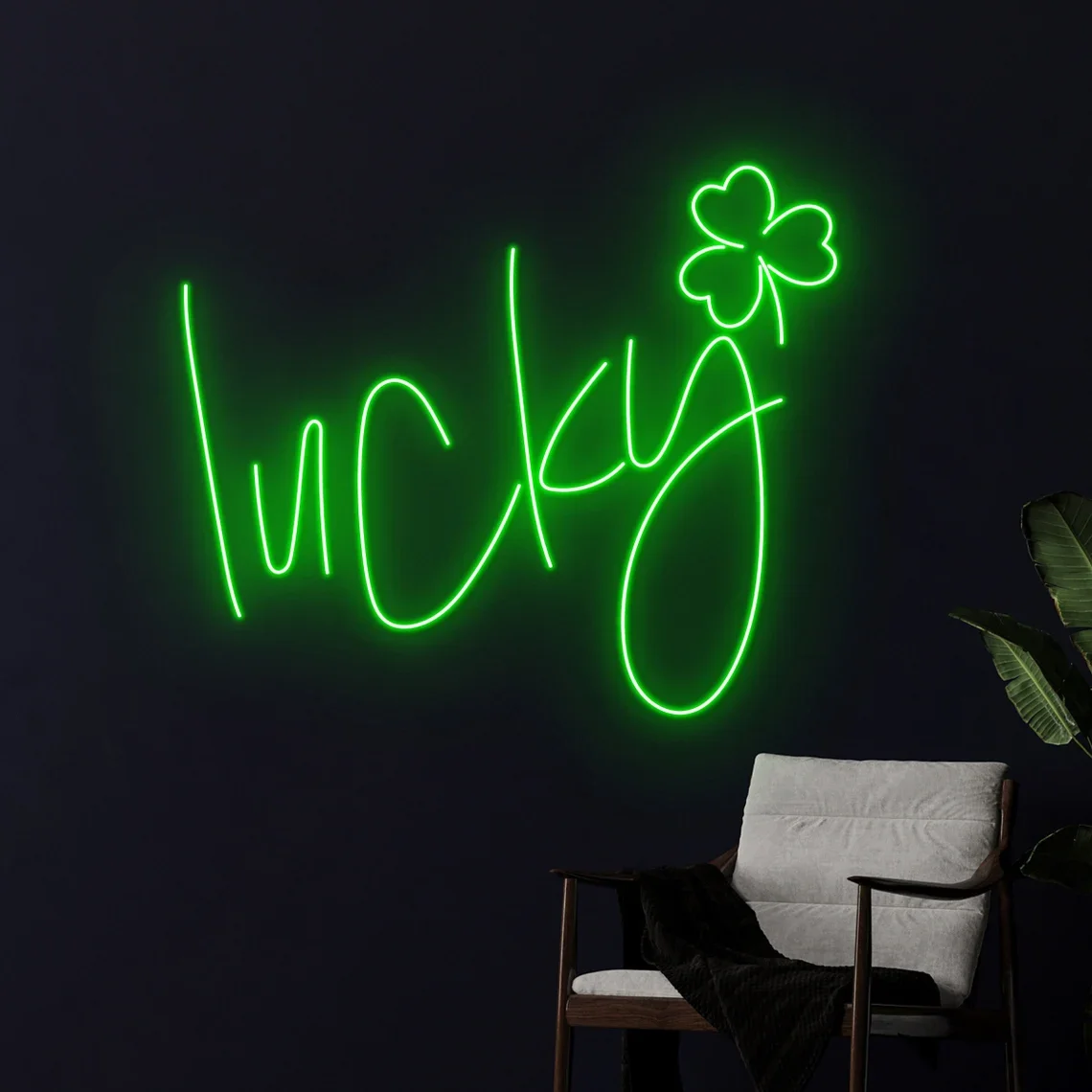 

Lucky Neon Sign Shamrock Sign Custom 3 Leaf Clover Bedroom Night Neon Wall Art Decor Room Wall Hanging Game Room Bar Beer Sign