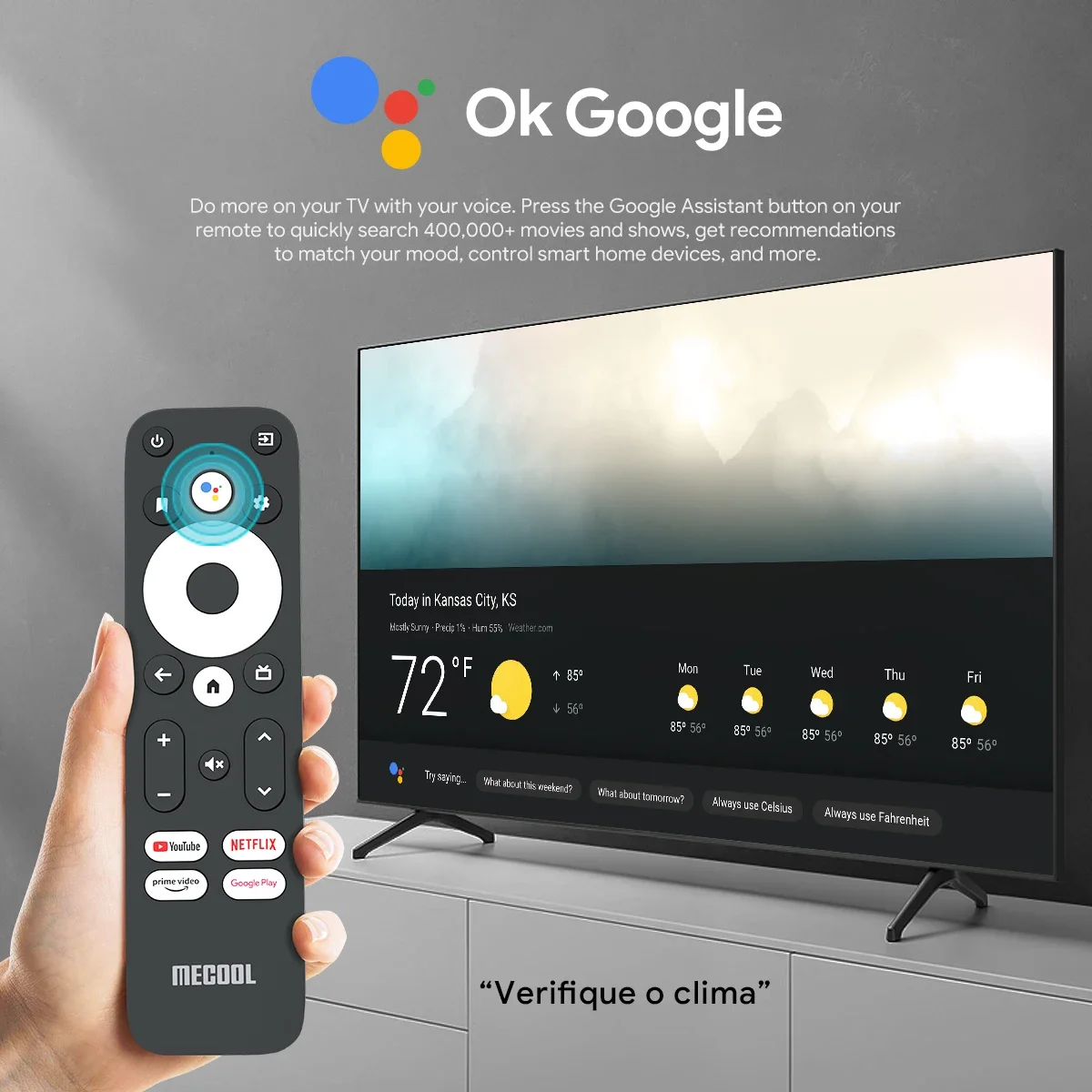 Original Mecool Replace Remote for KM2 Plus with Google Voice Control YouTube Prime Video Netflixs Google Play Replacement