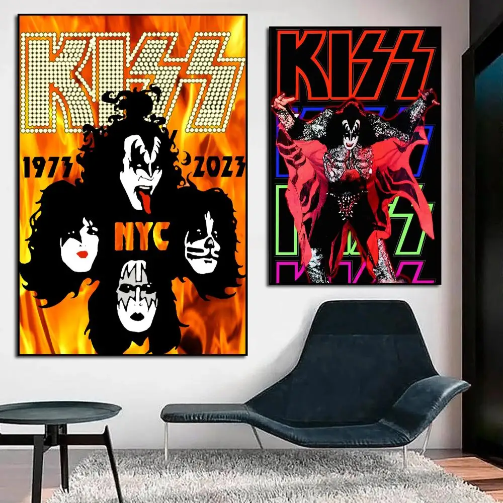 Rock Band K-Kiss Kraft Poster Durable Waterproof Aesthetic Stickers Wall Art HD  for Office Bedroom Bar  Coffee Home Decor view 2