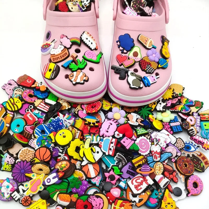 Random Mixed 10-50PCS Shoe Charms Cartoon Popular Anime PVC Shoe Decoration for Croc Shoes Buckle Gift Shoe Accessories