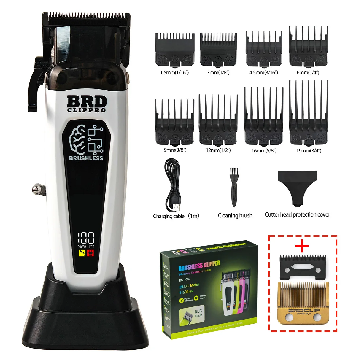 BRDCLIP 106B 116 7500 RPM Borstelloze Motor Haar Snijmachine Kit Professionele Tondeuse Kapper Salon Tondeuse voor Mannen