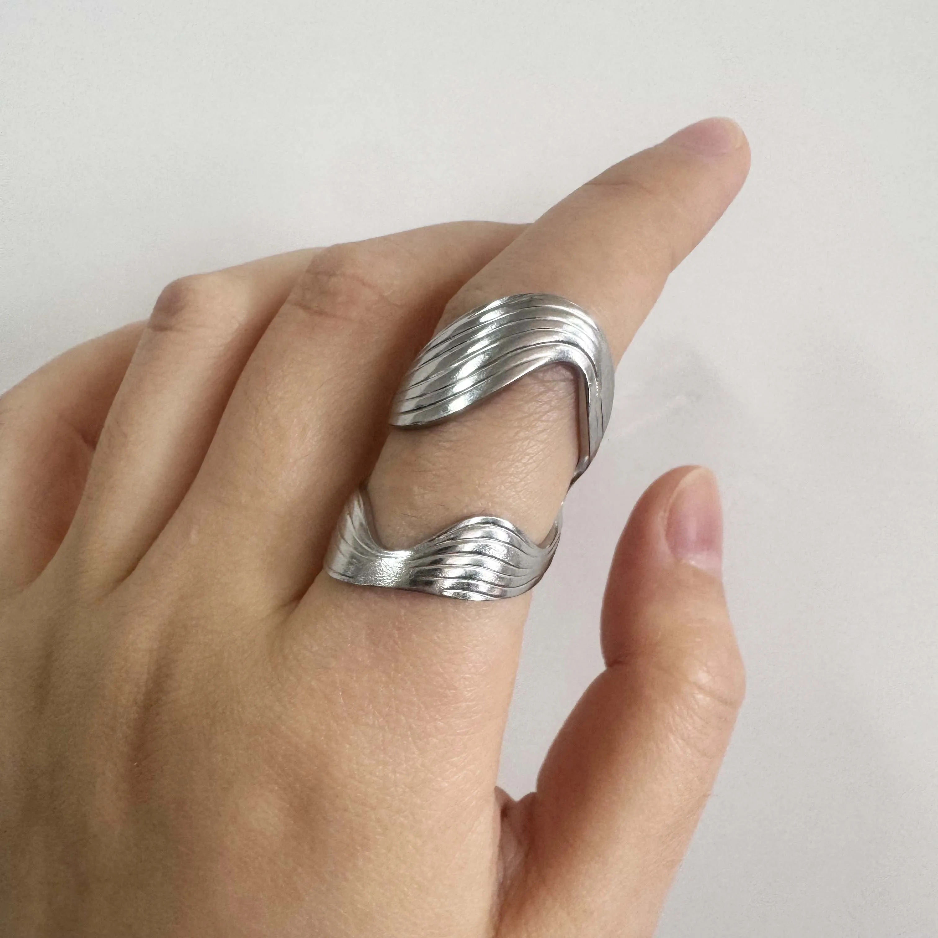 Unisex Stainless Steel Irregular Multi-Layer Ring