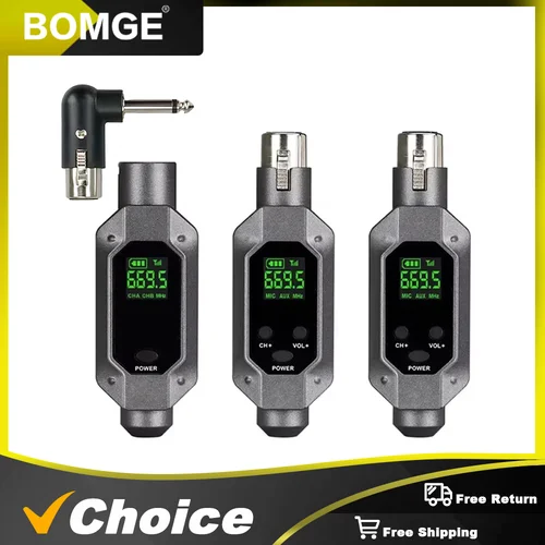 BOMGE Juego de transmisor y receptor XLR profesional, recargable, de baja latencia, para micrófonos dinámicos