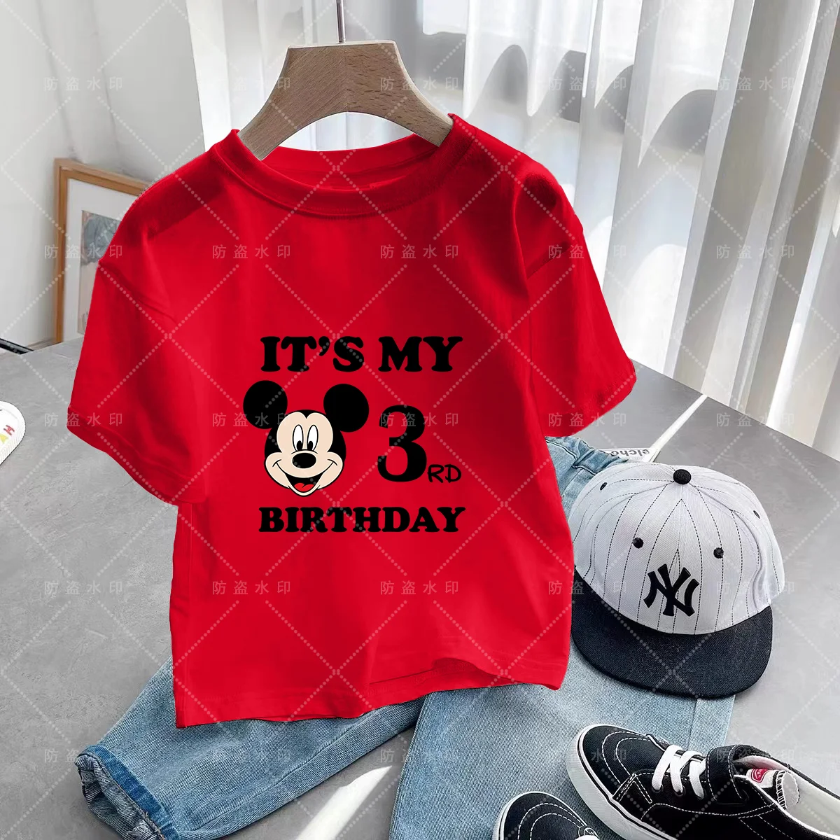 Disney Birthday Number 3-12 Mickey Mouse Children's Clothing Kawaii T-shirts for Children Summer Anime Disney Kawaii Anime Kids