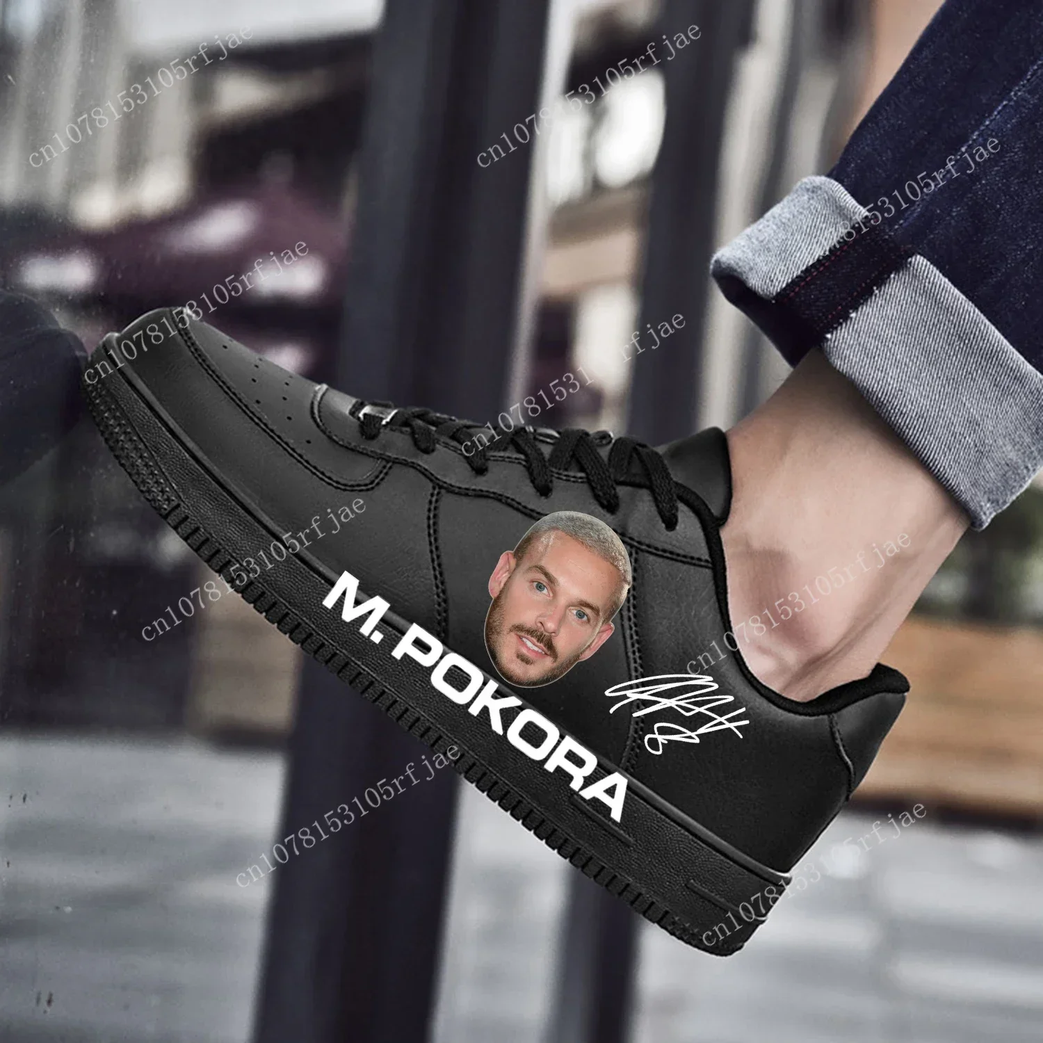 M Pokora AF Tênis de basquete para homens e mulheres, Flats de alta qualidade, Lace Up Mesh, preto, DIY, esportes, corrida, sapatos personalizados