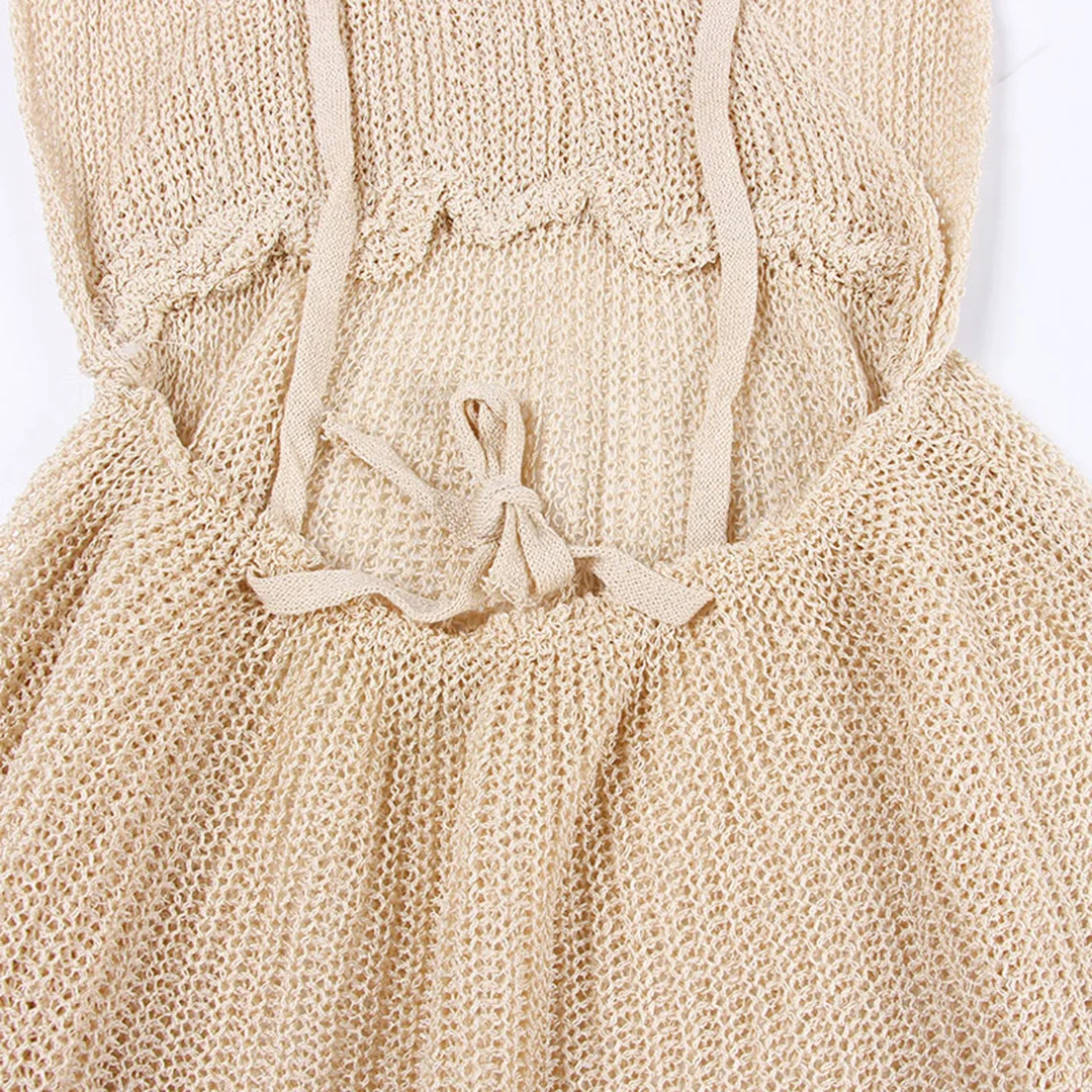 S - XL 3 Farben V-Ausschnitt, überkreuzter Rücken, gestrickte Häkel-Tunika, Strand-Überwurf, Strandkleid, Strandmode, Damen V3767 – Detail 34