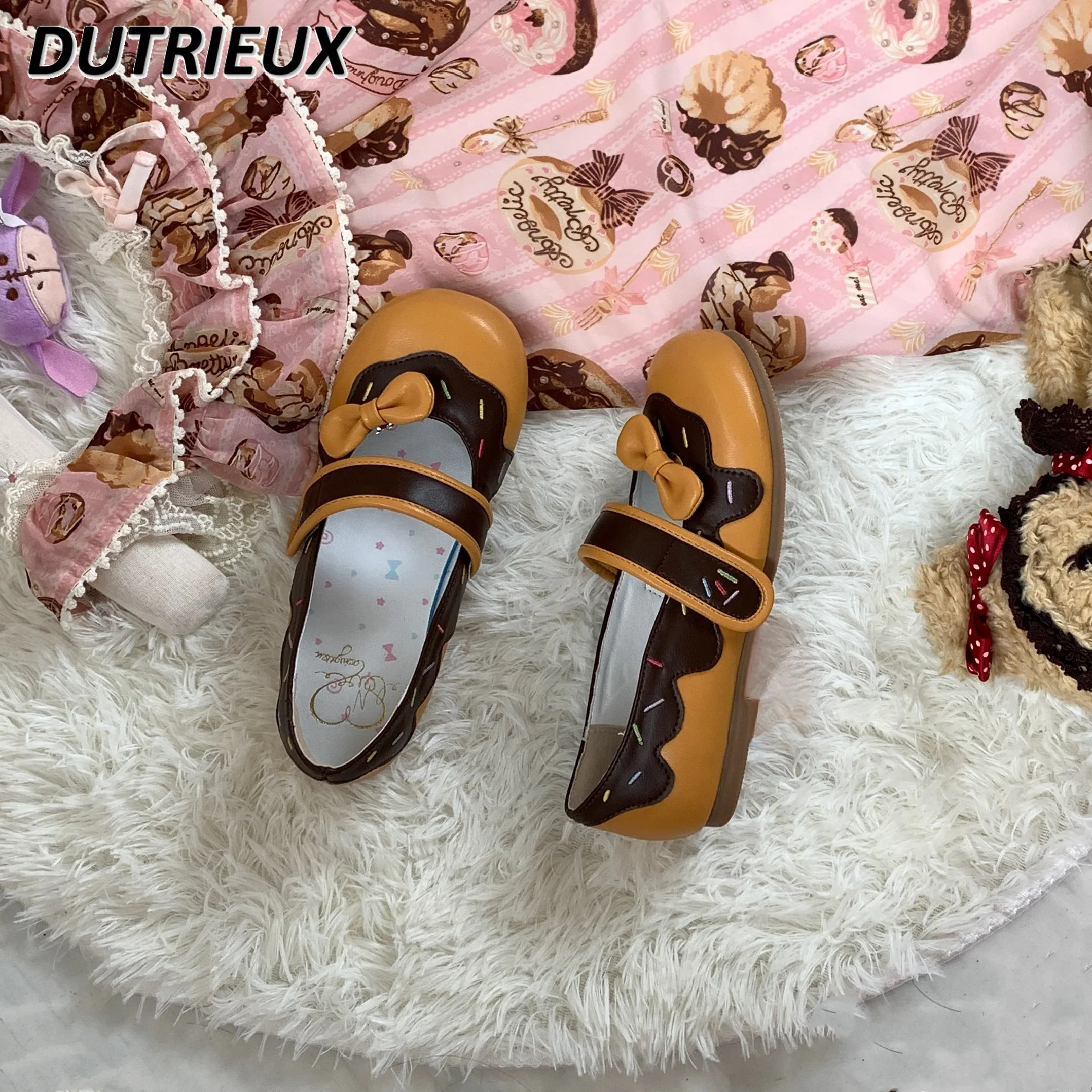 Bonitos y dulces zapatos de cuero pequeños a la moda para niña, diseño Original de estilo Lolita, zapatos planos de cabeza redonda Mary Jane para mujer, Primavera Verano