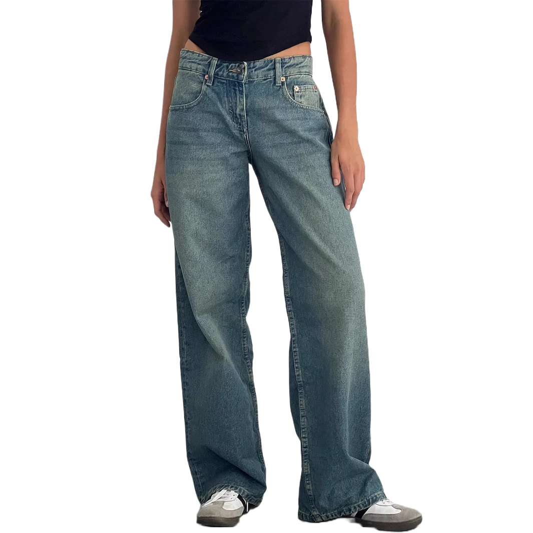

High-quality Women's Straight-leg Jeans, Four Seasons' Latest Fashionable, Simple, Comfortable Casual Low-waisted Wide-leg Jeans