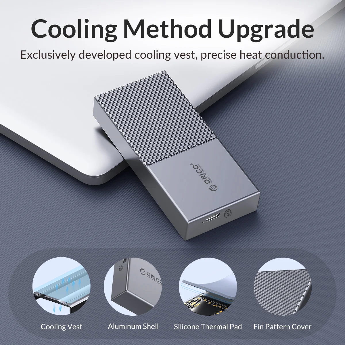 ORICO USB4 NVMe SSD Enclosure 40Gbps PCIe3.0x4 Aluminum M.2 SSD Case Compatible with Thunderbolt 3 4 USB3.2 USB 3.1 3.0 Type-C view 4