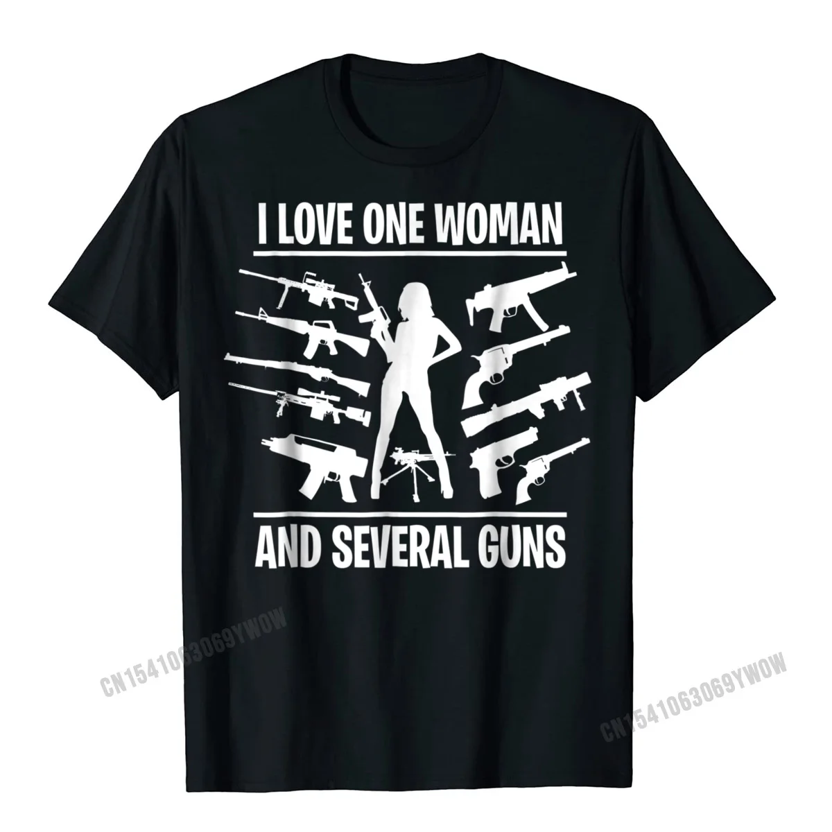 I Love One Woman And Several Guns T-Shirt Funny Gun Husband Men Boy Graphic Classic T Shirt Cotton T Shirts Camisas Unique