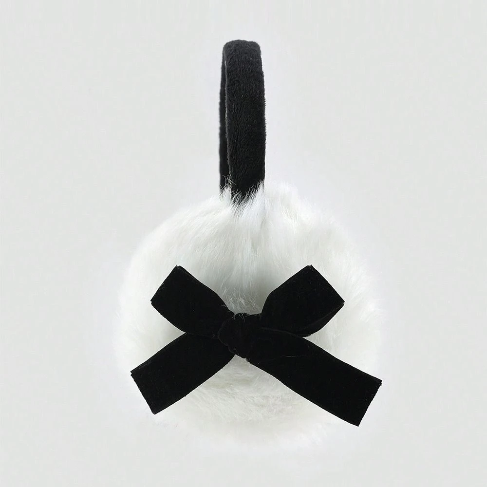 Bonito japonês pele do falso protetores de orelha de pelúcia macio quente jk doce y2k bowknot earmuffs ao ar livre à prova de vento inverno earflap menina