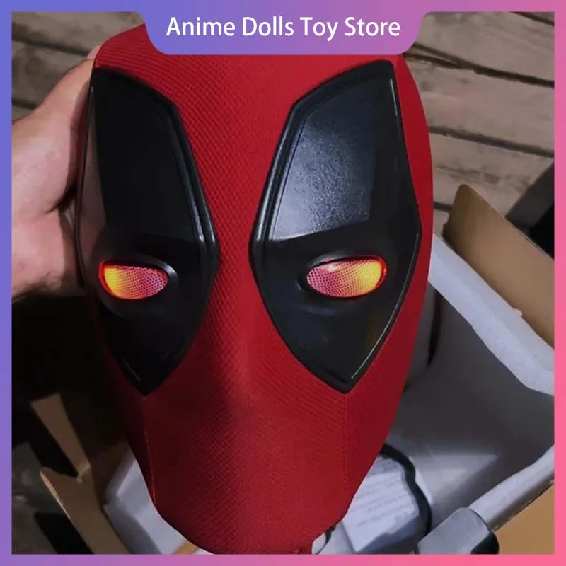 Figura de Deadpool Cos máscara 1:1 ojos portátiles móviles con luz Control remoto electrónico Cosplay fiesta de Halloween accesorios de cómic-con