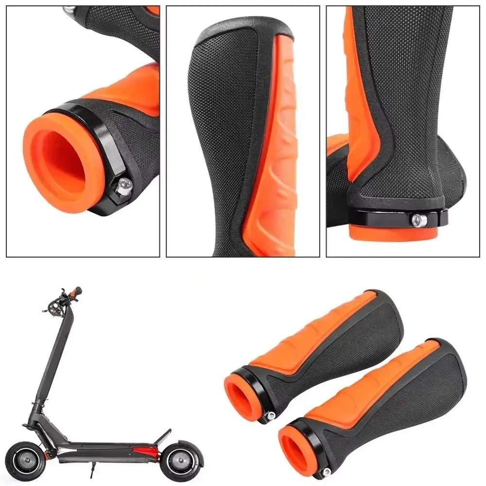 

Anti Slip Cycling Handle Grips Soft Rubber Lock Design Bicycle Handlebar Orange Black Comfortable Electric Scooter Handlebar