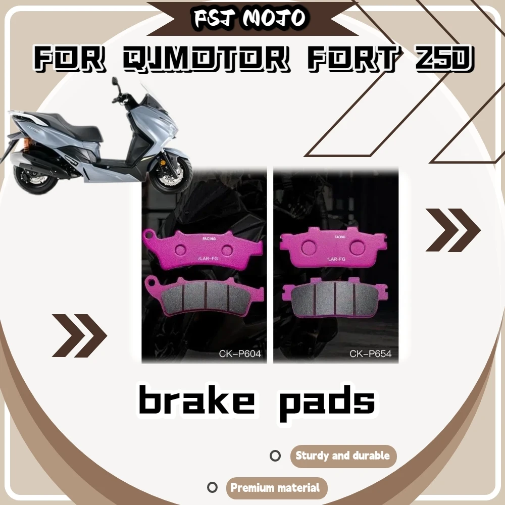 For QJMOTOR FORT 250 Tour Scooter Ceramic Brake Pads DTEC High Temp Resist Groove Cooling Daily Commute Mod Accessories