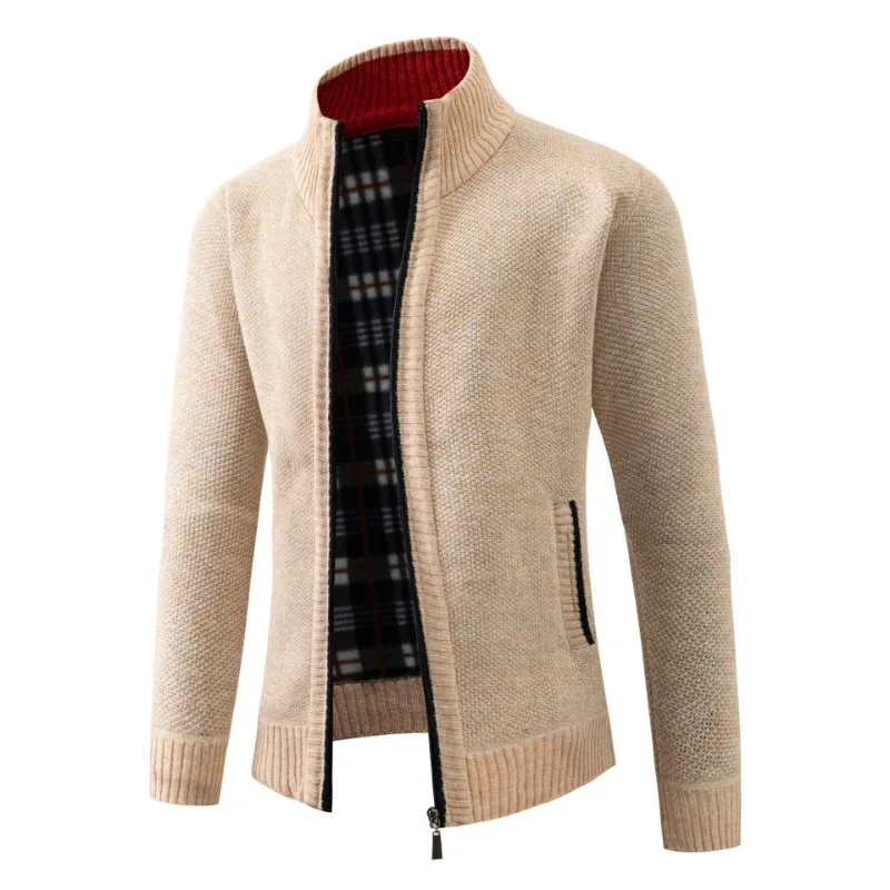 Cárdigan de punto para hombre, jerséis informales de Jacquard cálidos de manga larga para otoño e invierno, estilo europeo y americano