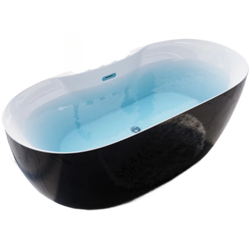 

Independent acrylic bathtub household small apartment bed and breakfast double color oval thin edge bathtub