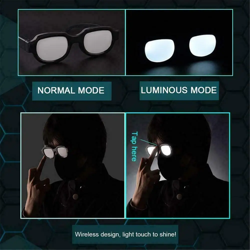 LED Glasses Anime Spoof Glasses Funny Anti-break LED Light Luminous Cosplay Eyewear Prop Party Club Glasses Christmas Gifts