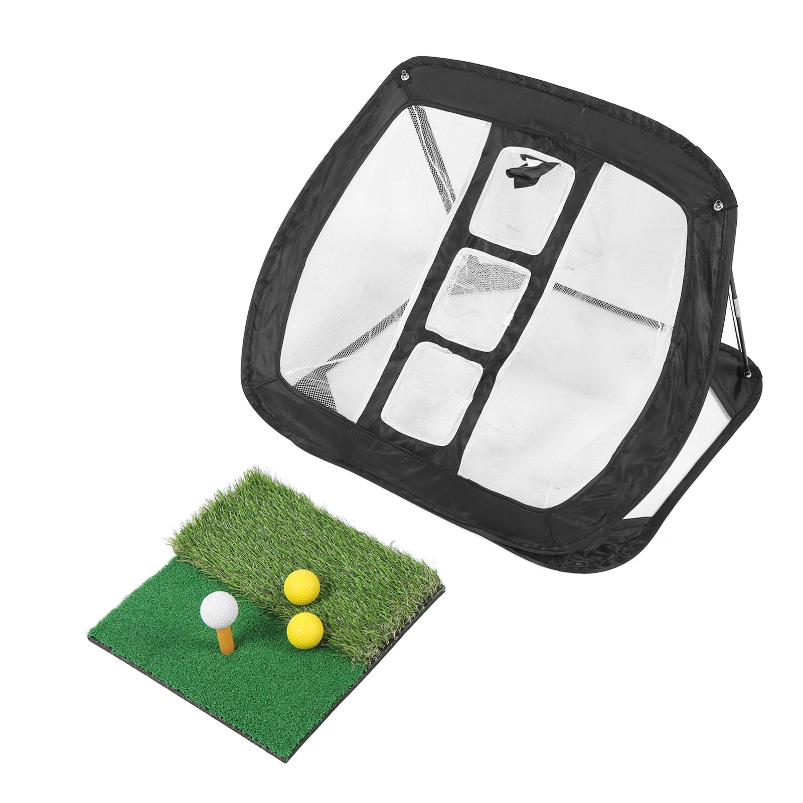 Portable  Training Net Elastic  Chipping Net Wearproof Easy Setup Compact with Hitting Mat Balls for Backyard