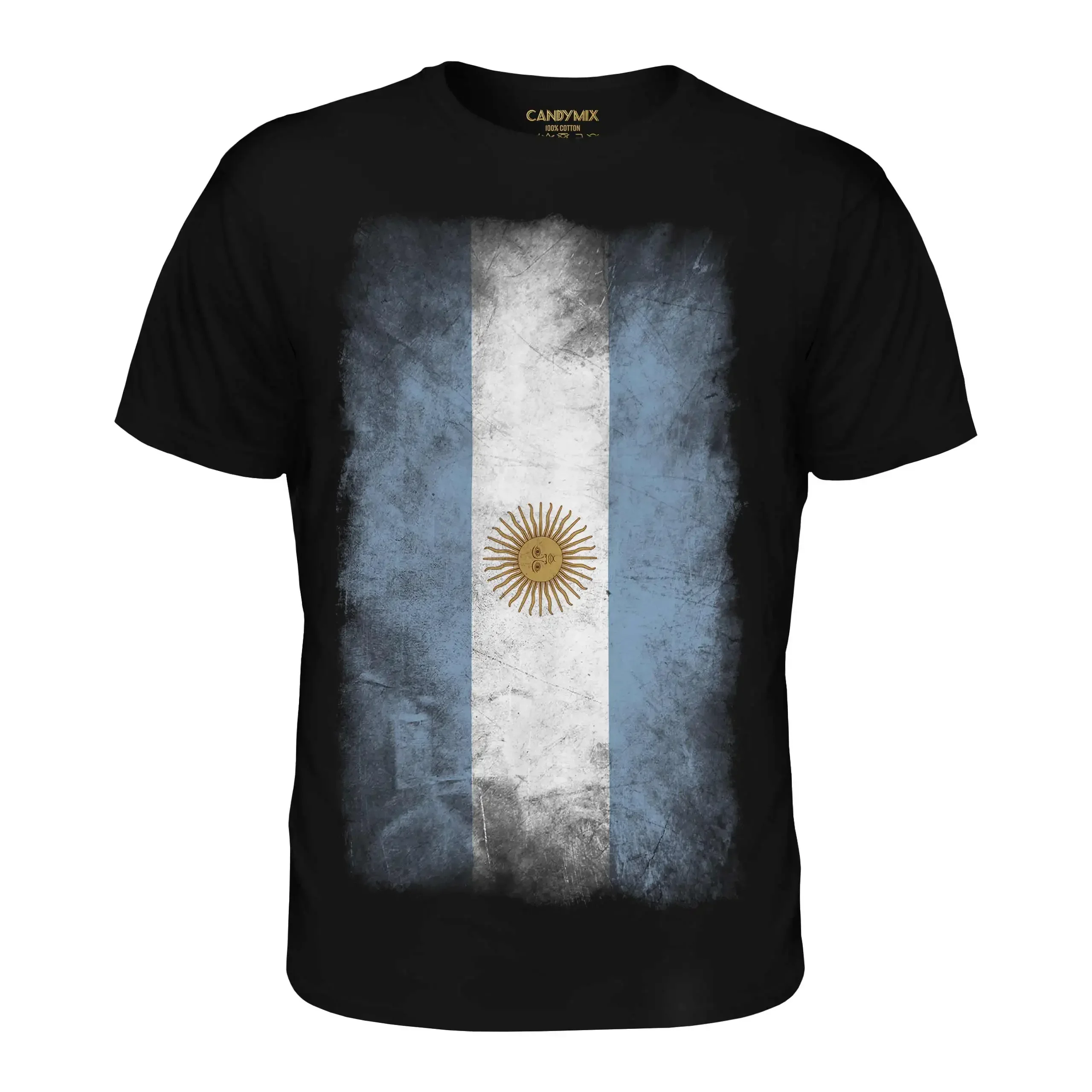 Retro Fashion Argentina Faded Flag T Shirt. Short Sleeve 100% Cotton Casual T-shirts Loose Top Size S-3XL