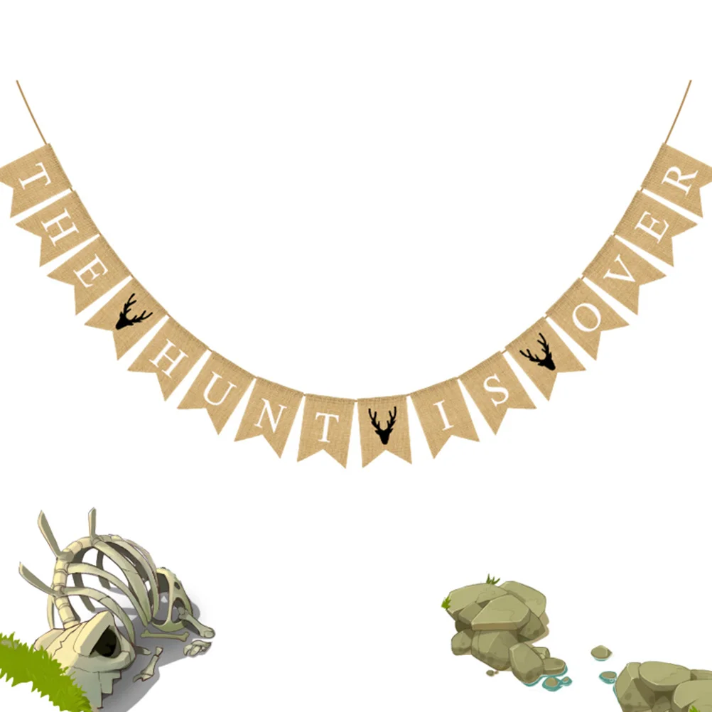 لافتة بشق من مادة الكتان عالية الجودة للديكور مع إكليل خاص مطبوع عليه حروف دافئة #6