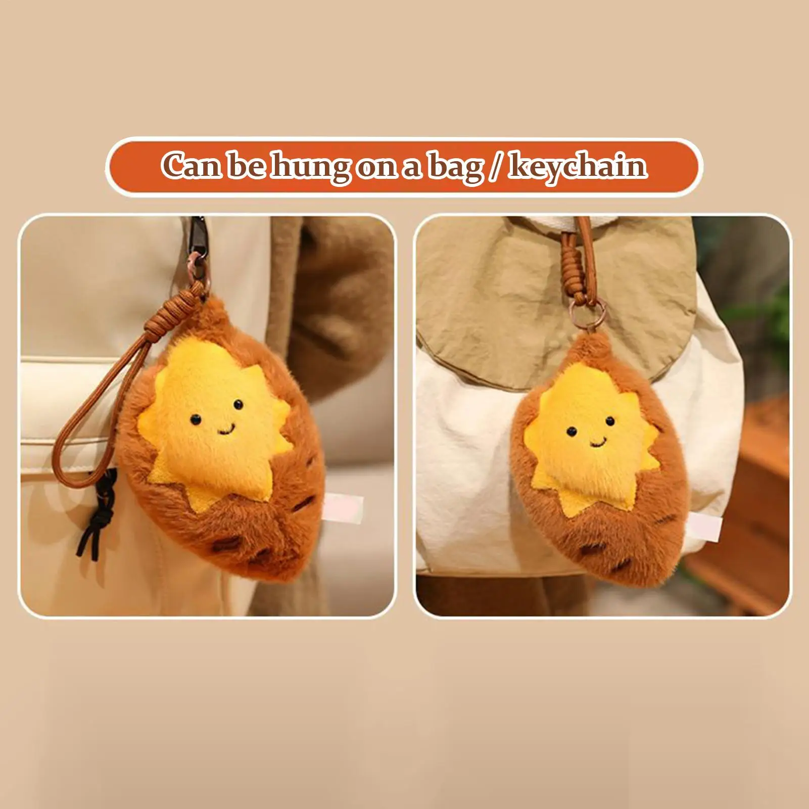 Saco de pelúcia pingente pele-amigável adorável realista recheado estatuetas de batata doce assado para mulheres homens criança meninos meninas vivendo