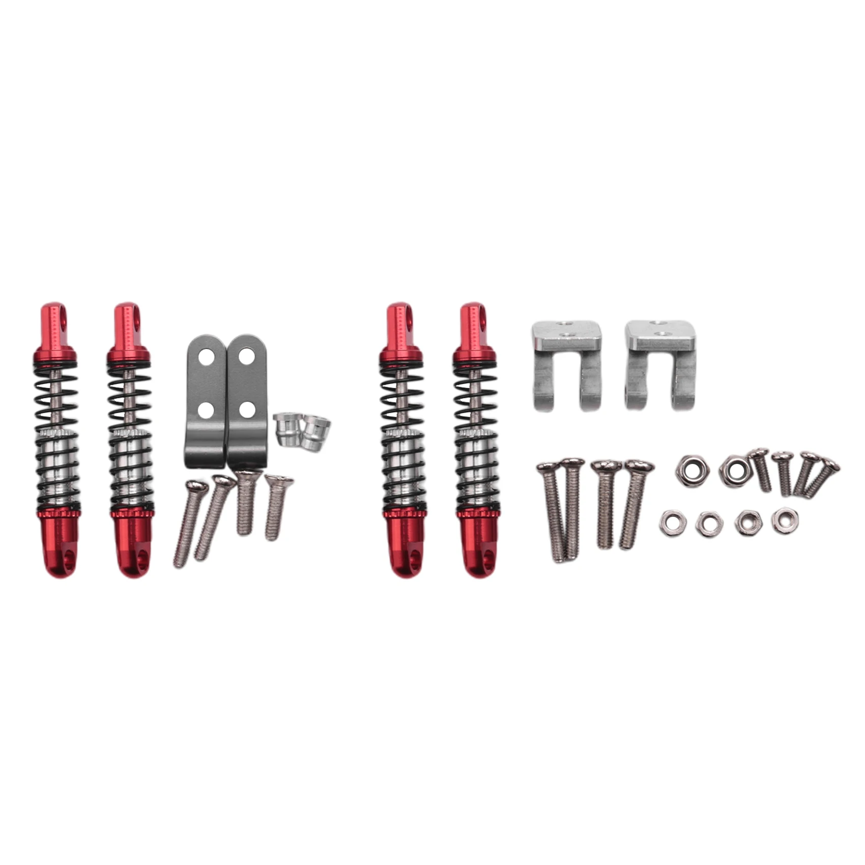 for WPL D12 RC Car Upgrades Parts Metal Front & Rear Shock Absorbers Damper with Fixed Seat Accessories,Red