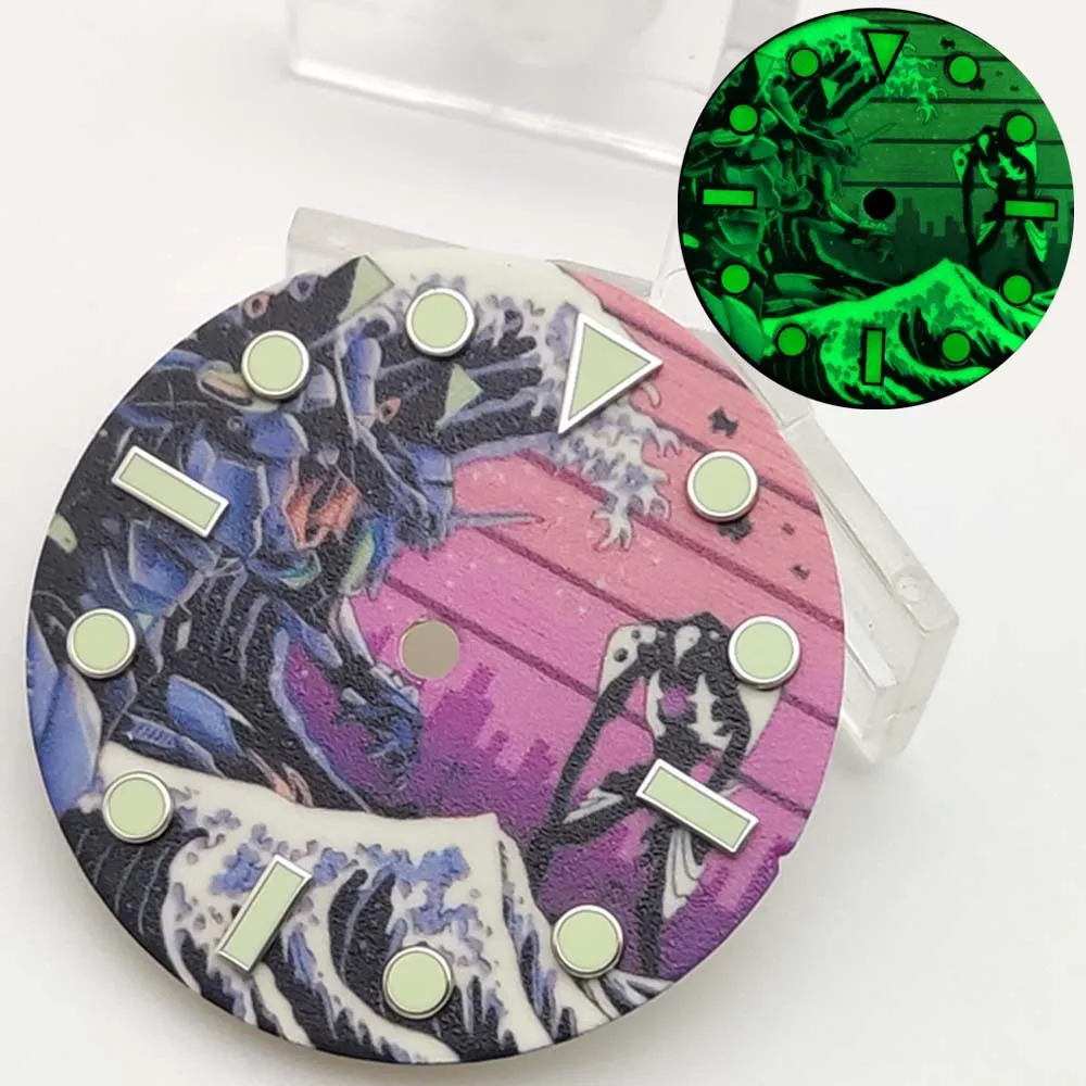 28.5mm Brand New Mechanical Aseptic Dial Full Luminous NH35 Watches Dial Parts Assembly - Image 5