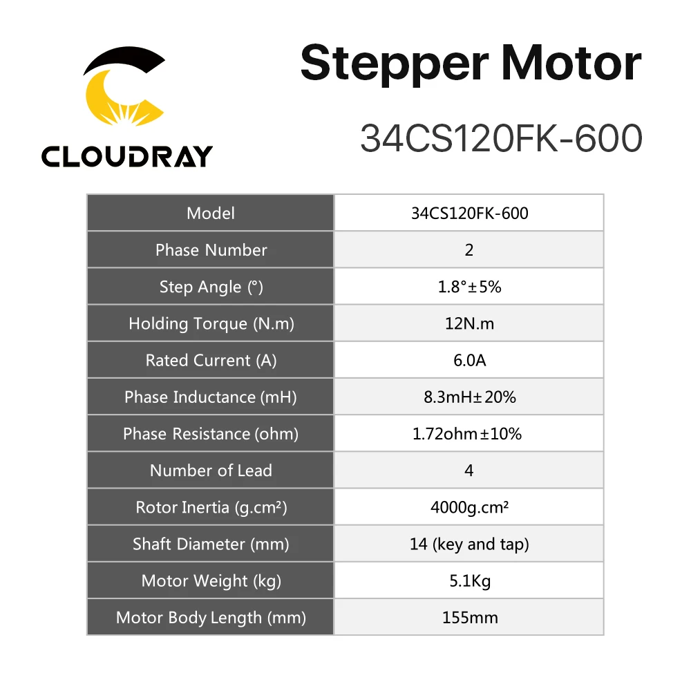 Cloudray Nema 34 Open Loop Stepper Motor Driver Kit 12N.m 6.0A DM860S 2.4A-7.2A for 3D printer CNC Engraving Milling Machine