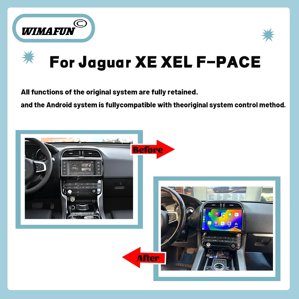 For Jaguar XE XEL F-PACE X760 X761 2016-2019 Car Radio Player Wireless Carplay Auto Android 12 Navigation Multimedia