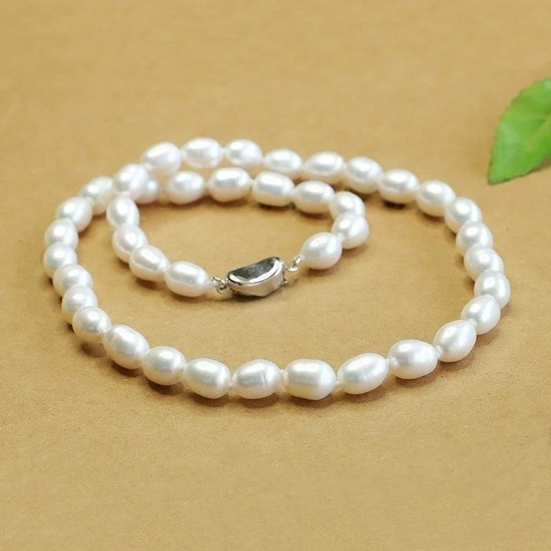 Natural Pearl Necklace 7-8mm Meter Pearl Mother Chain Jewelry Factory Sterling Silver 925