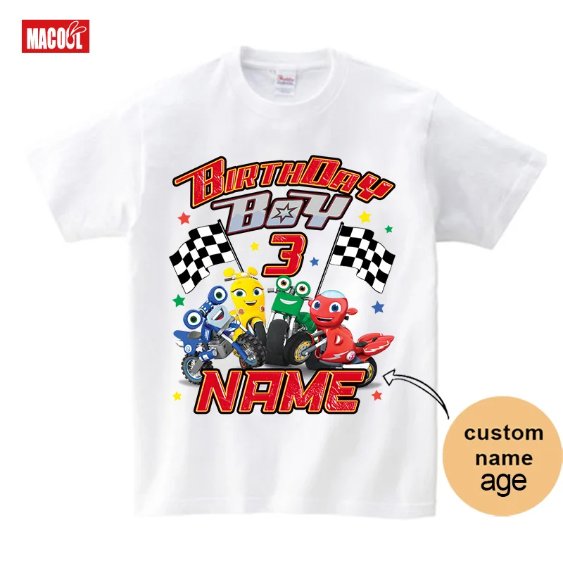 Birthday Boy Shirt Family Matching Outfits Shirt Motorcycle Birthday Girl Shirts Kid Personalized Name 6th 4th 5th 2 3 Years Old