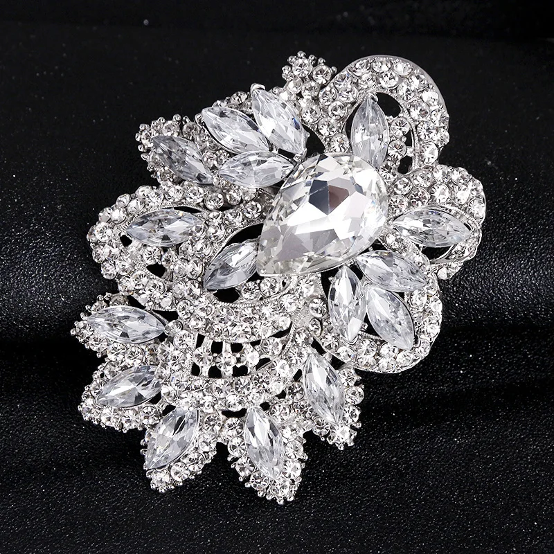 Extra-large luxurious and grand full diamond brooch, fashionable corsage, bouquet brooch, manufacturer retail