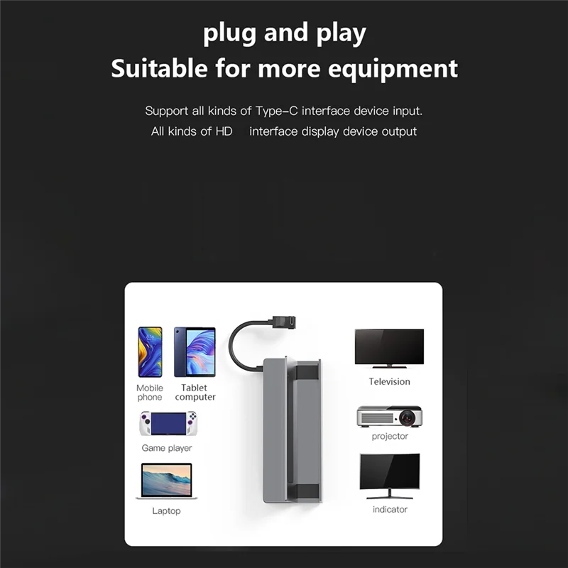 

Док-станция-концентратор A13E-6 в 1, USB C для Steam Deck, 4K, 60 Гц, RJ45, PD100W, док-станция для Nintendo Switch Asus ROG Ally