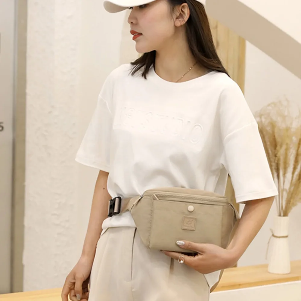 

Portable Nylon Multi-layer Crossbody Bag Large Capacity Waterproof Women's Fanny Pack Zipper Square Crossbody Chest Bag Daily