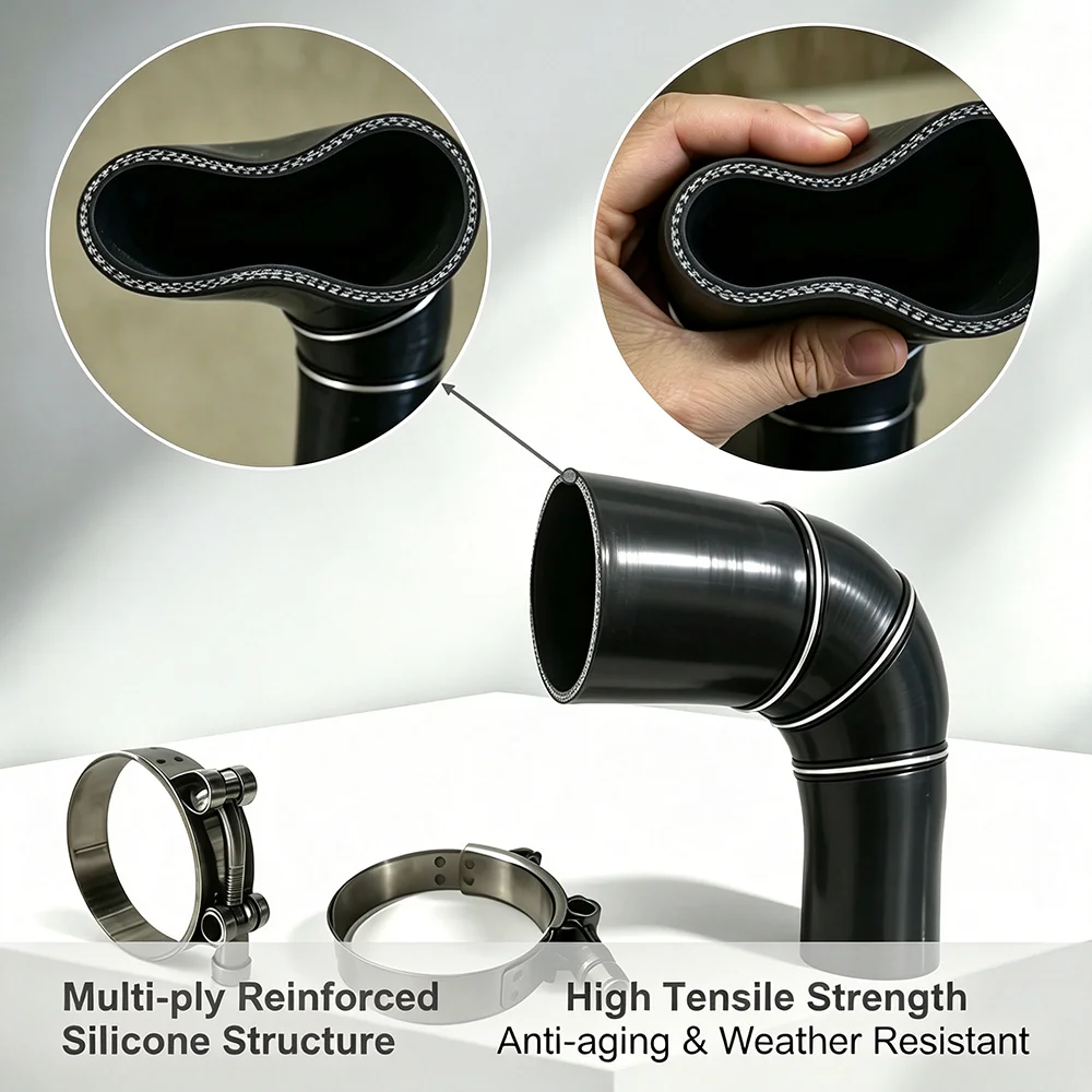 Black flexible silicone hose 90 degree reducing elbow, suitable for cooling liquid intercooler turbine right angle ID 16-130mm