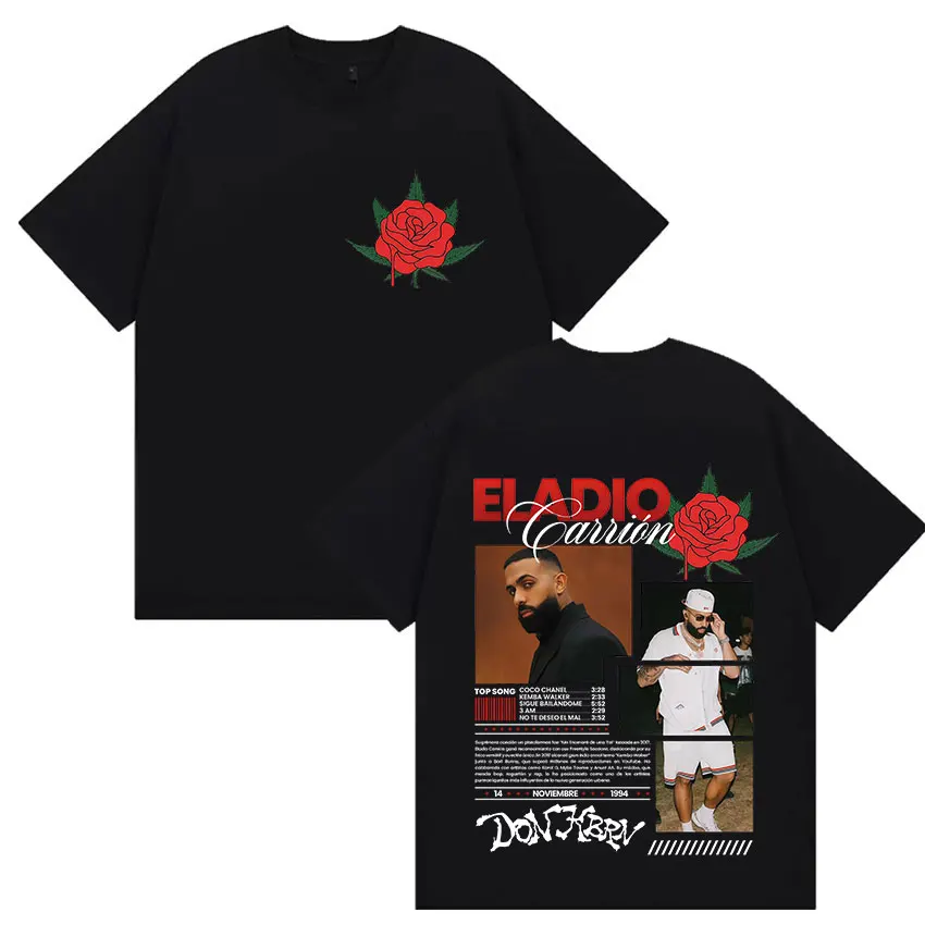 Rapper Eladio Carrión Sauce Boyz Tour 2025 Album T-shirt Mens Clothing Retro Oversized T-shirts Fashion High Quality Cotton Tees