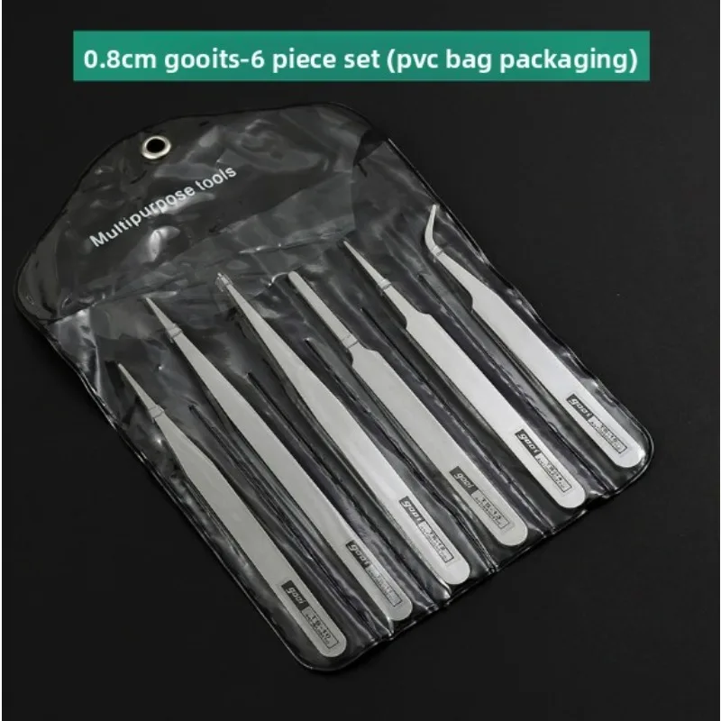 Stainless Steel Tweezers: Industrial Precision Repair Tool with Bent&Straight Tips, Ideal for Professional Repairs&DIY 6Pcs/Set