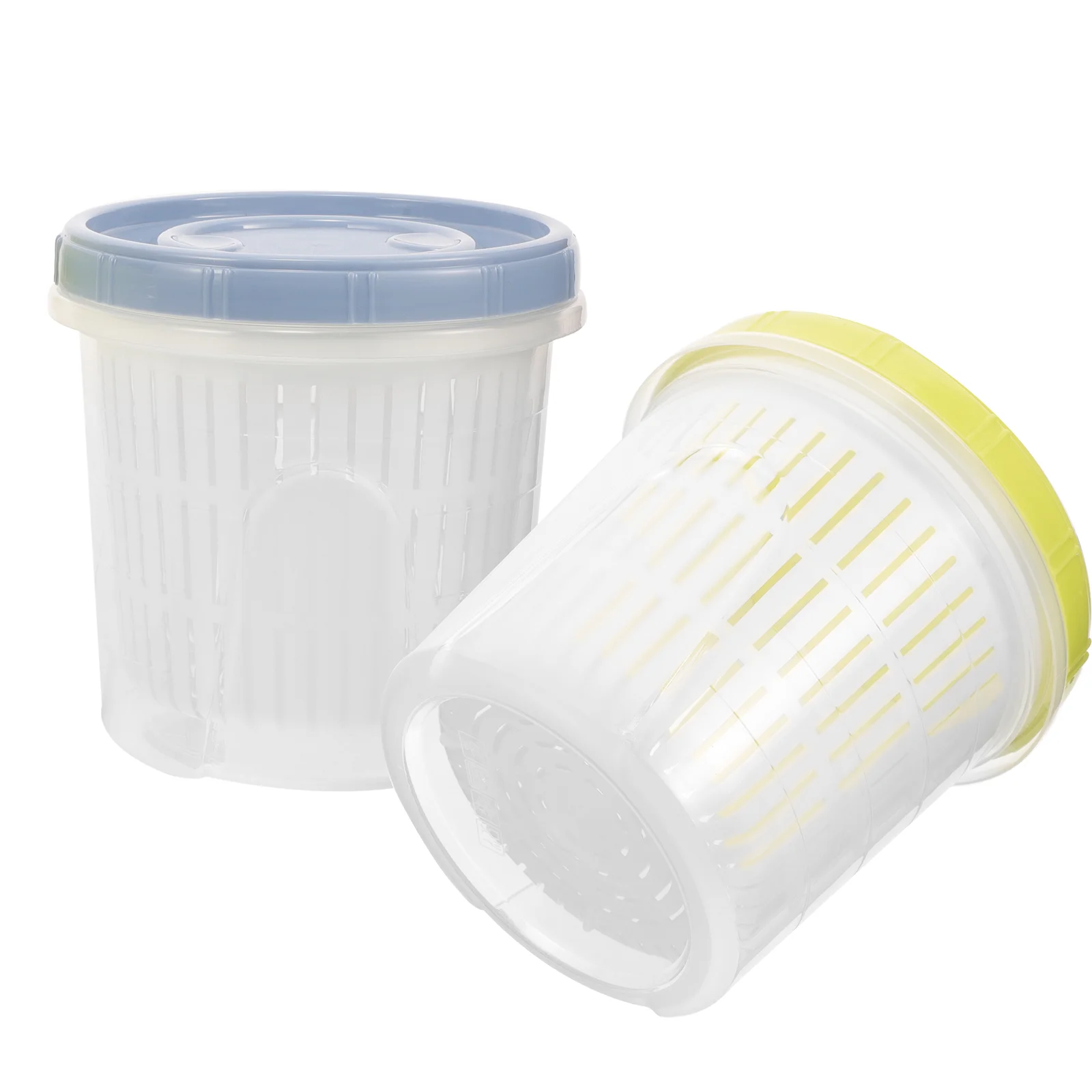 

2 Pcs Airtight Strainer Small Olive Pickle Containers Jar with Lid Vegetable Kitchen Pp